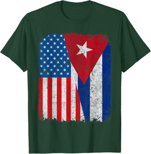 Cuban American Flag Half USA Cuba Root Proud T-Shirt - T-Shirt | Forest