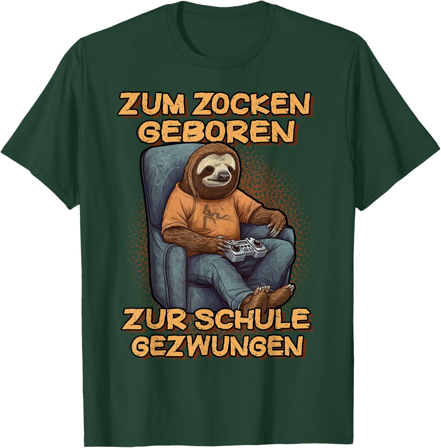 Gamer Computer with German Text "Zum Zocken geboren zur Schule gezwungen, black T-Shirt - T-Shirt | Forest
