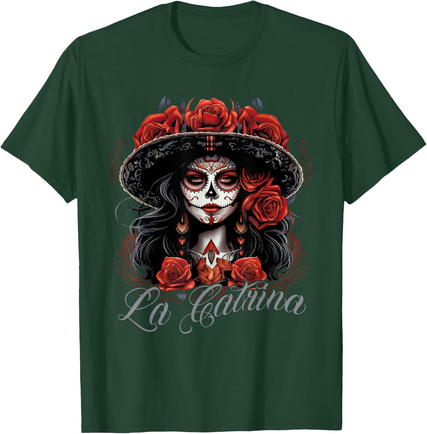 La Catrina Cool Dia De Los Muertos Design La Catrina , black T-Shirt - T-Shirt | Forest