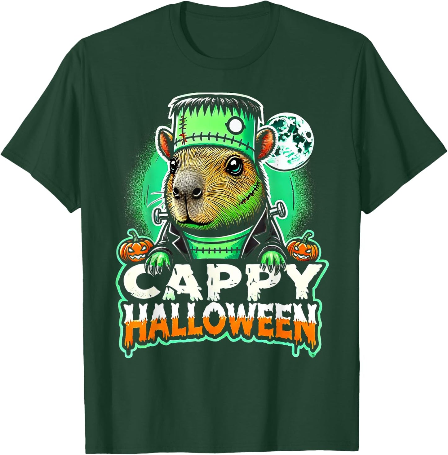 Cappy Halloween - Capybara Frankenstein - Funny Scary Spooky T-Shirt - T-Shirt | Forest