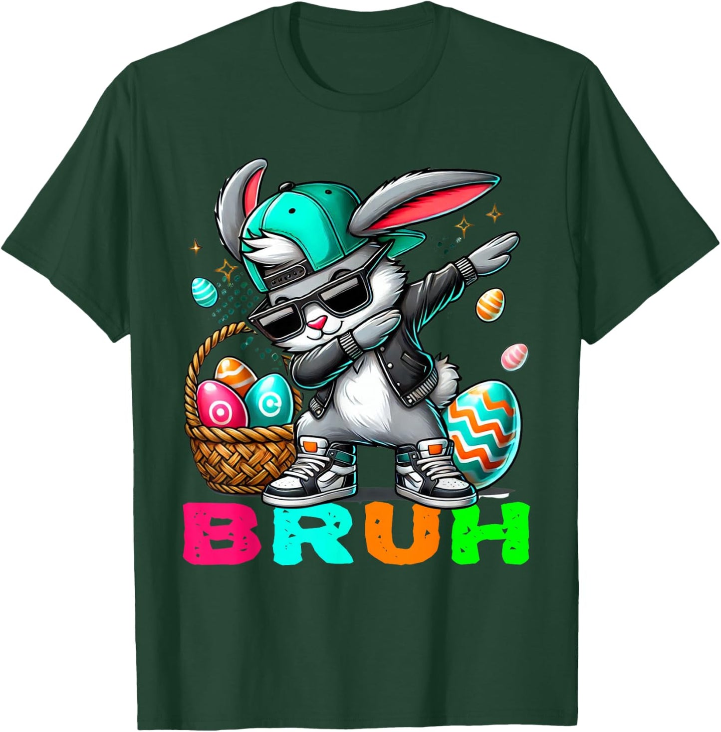 Dabbing Bunny Easter Bruh Meme Easter Day Eggs Boys Kids Men T-Shirt - T-Shirt | Forest