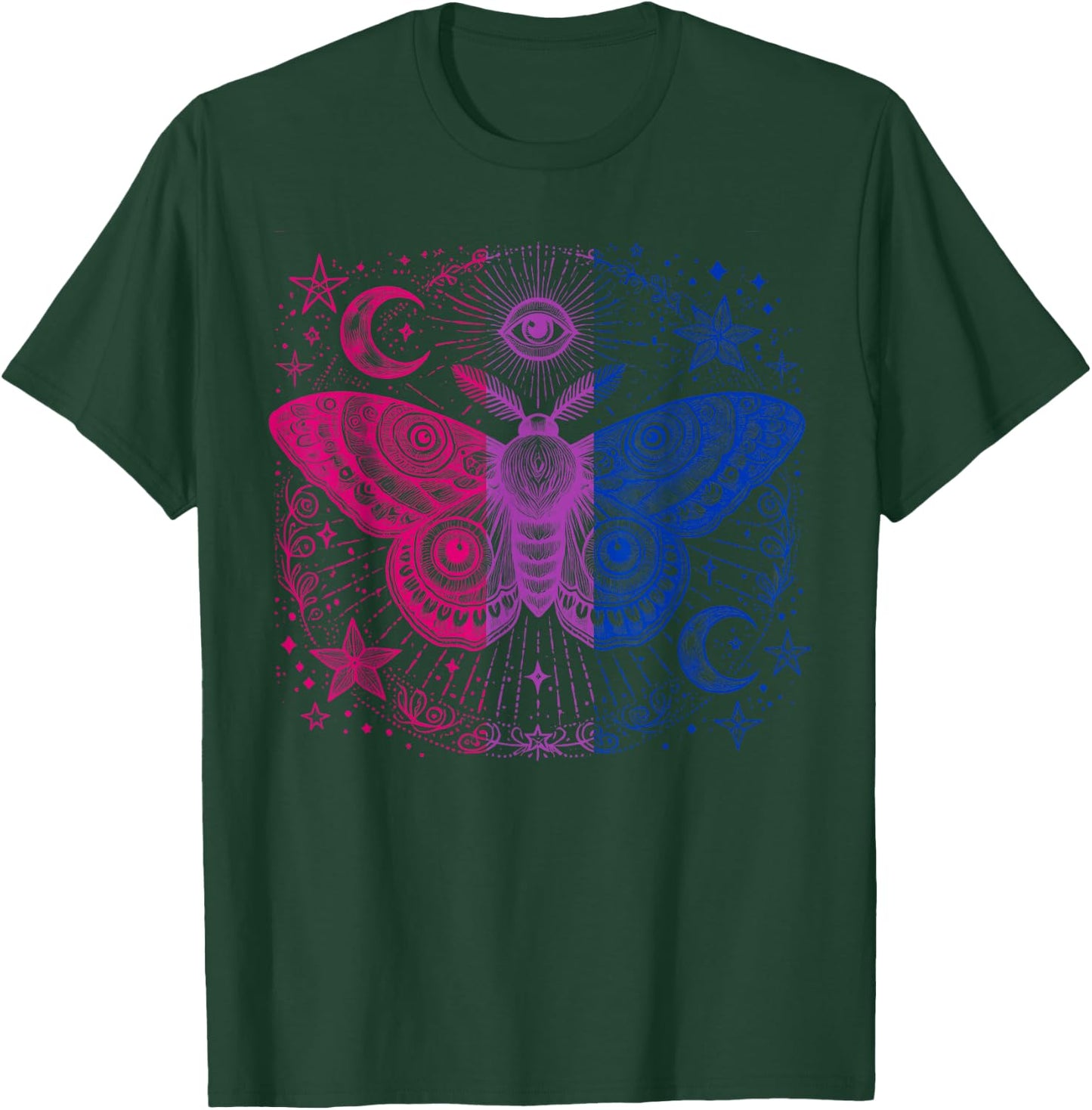 Mystical Bisexual Moth with Cosmic Pride Energy T-Shirt - T-Shirt | Forest
