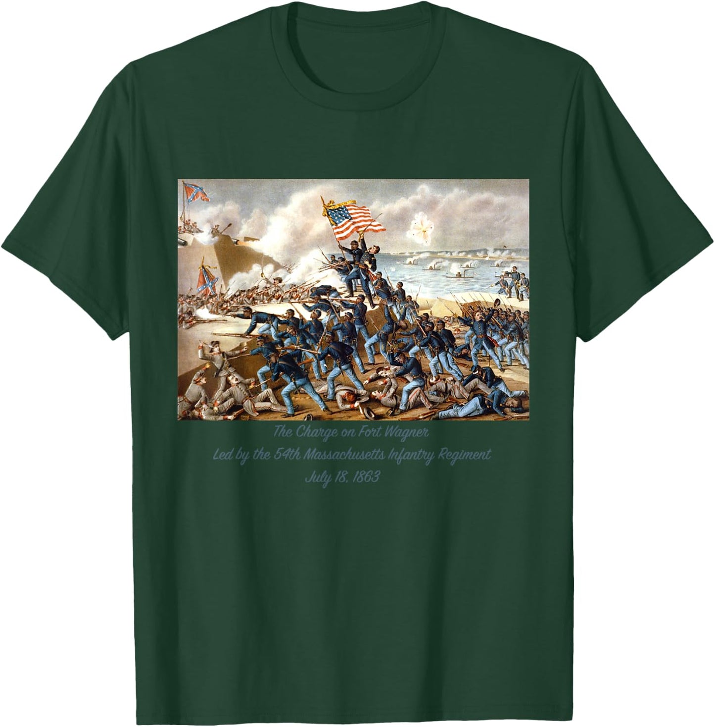 Charge on Fort Wagner South Carolina by Union in Civil War T-Shirt - T-Shirt | Forest