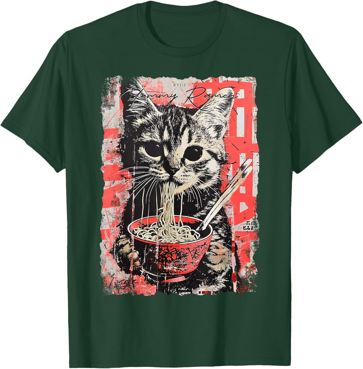 Ramen Noodles Cat Japan Y2K Kawaii Retro Cats Manga Anime T-Shirt - T-Shirt | Forest