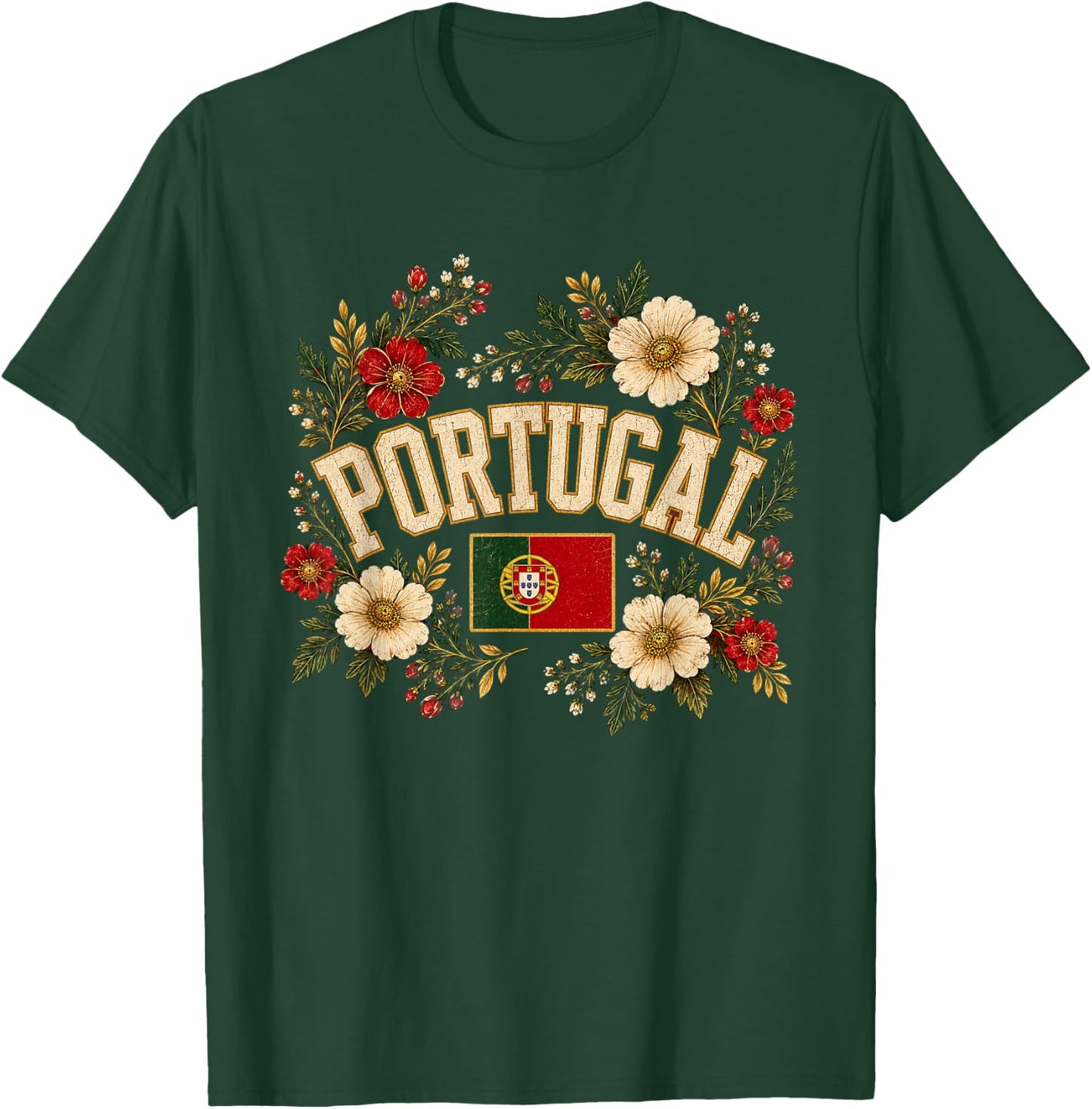 Portugal Floral Vintage Country Pride T-Shirt - T-Shirt | Forest