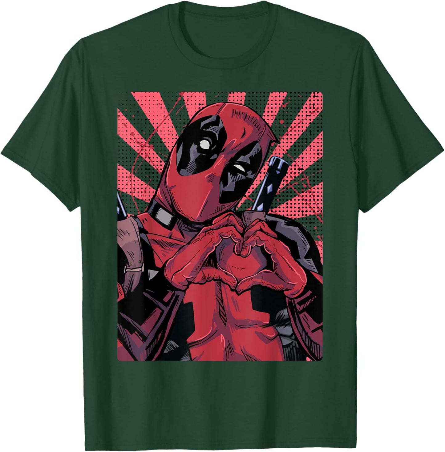 Marvel Deadpool Heart Hands , Black, S T-Shirt - T-Shirt | Forest