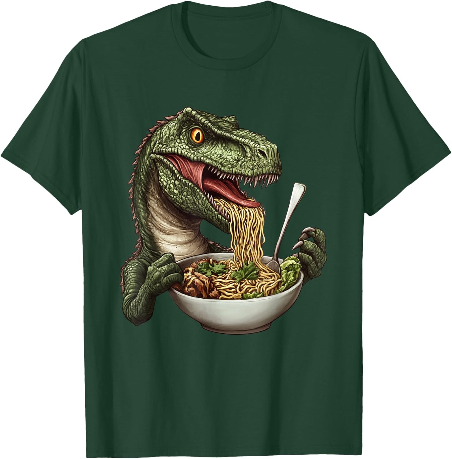 Microceratus Eating Ramen Funny Dinosaur T-Shirt - T-Shirt | Forest