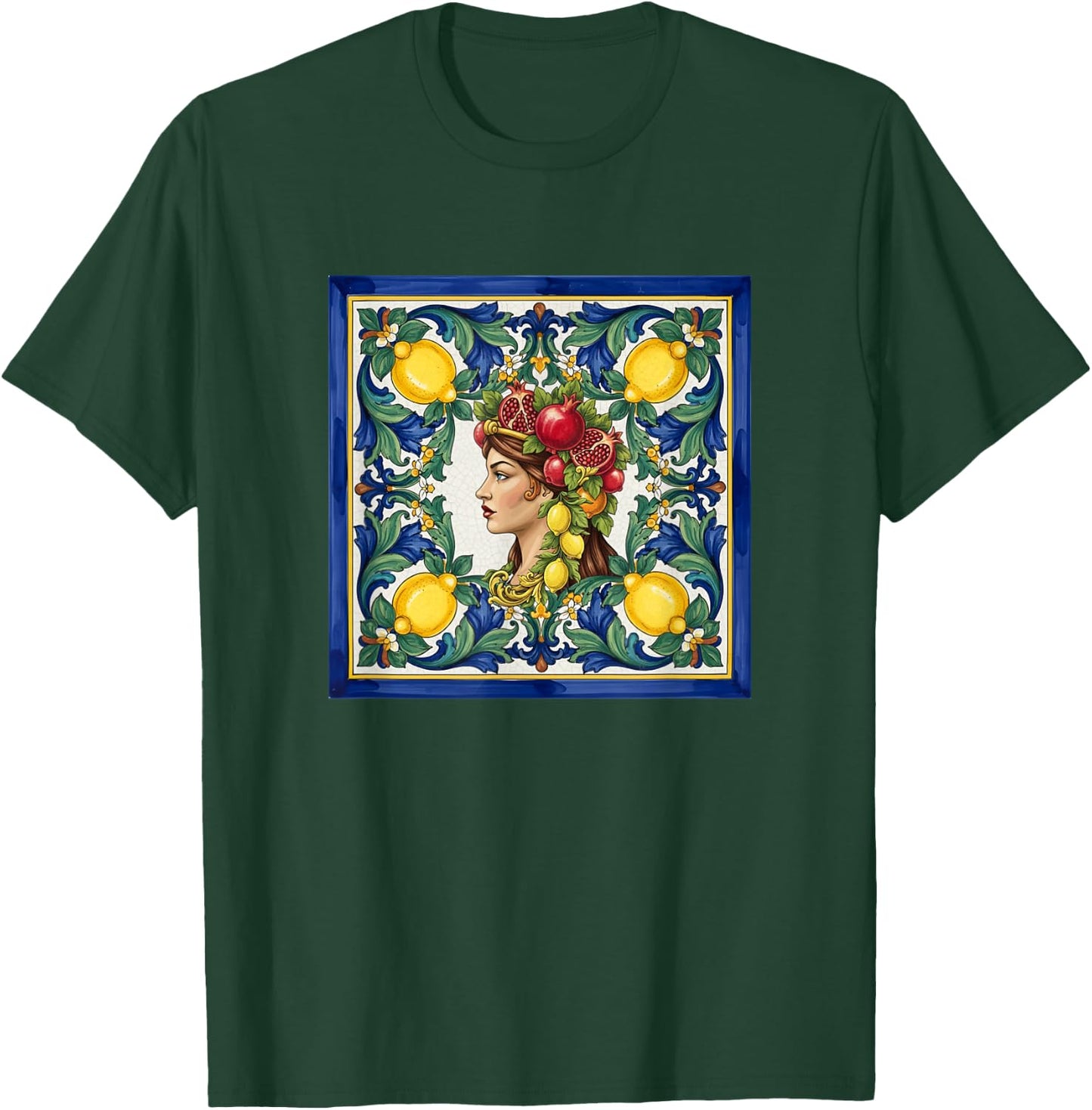 Sicilian Moors Head Caltagirone Inspired Lemon Art T-Shirt - T-Shirt | Forest
