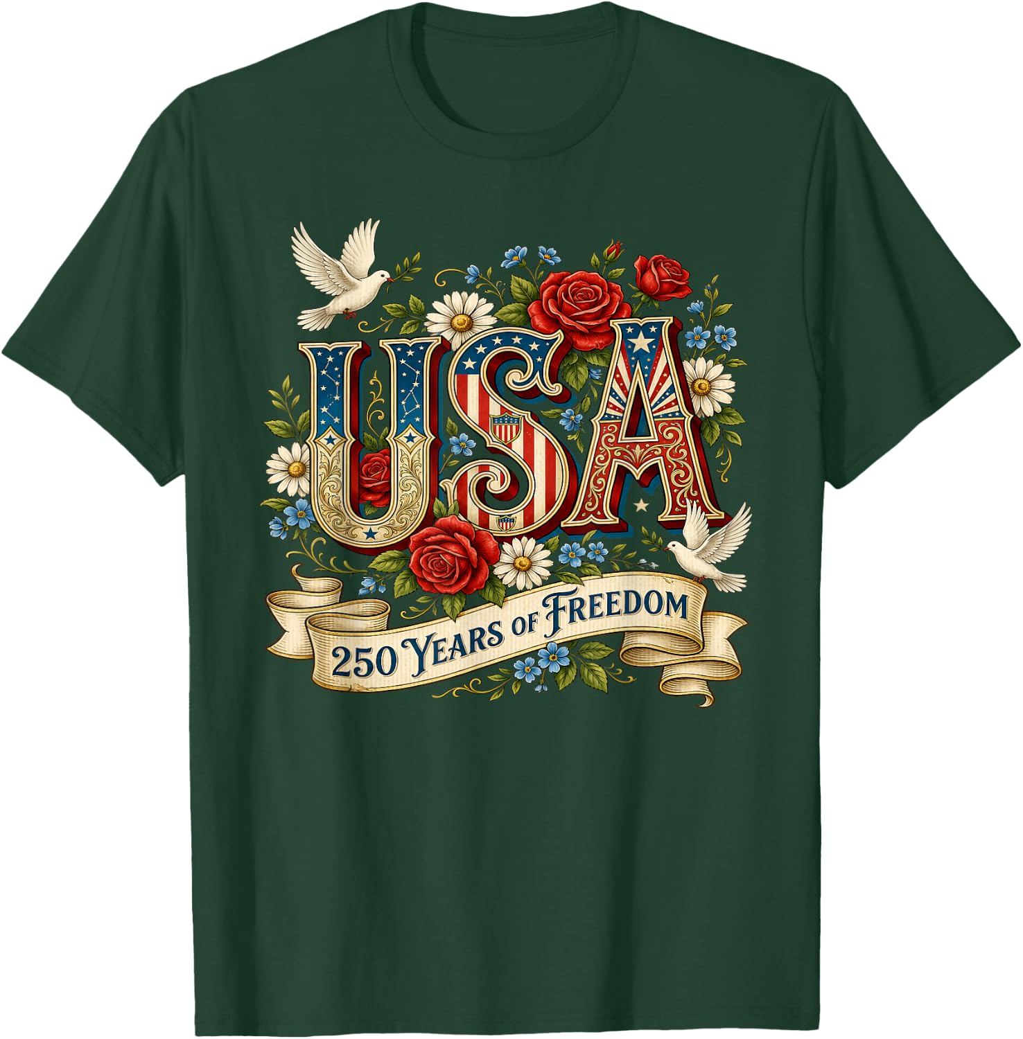 USA America 1776-2026 250 Years Freedom Happy 4th of July T-Shirt - T-Shirt | Forest
