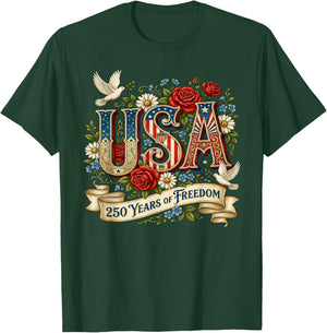 USA America 1776-2026 250 Years Freedom Happy 4th of July T-Shirt - T-Shirt | Forest