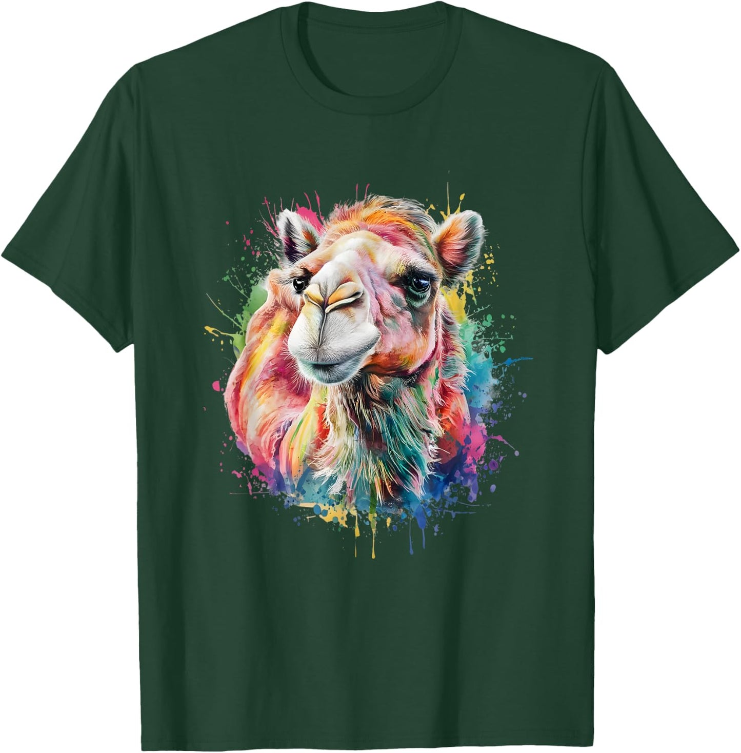 Camel Men Woman Colorful Watercolor Camel T-Shirt - T-Shirt | Forest