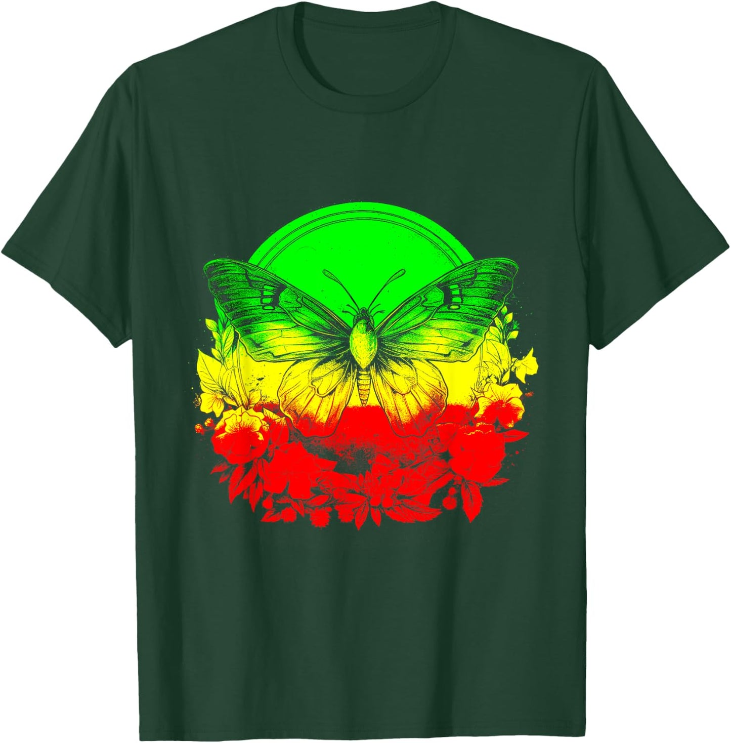 Rasta Reggae Butterfly Rastafari Jamaican Pride Rastafarian T-Shirt - T-Shirt | Forest