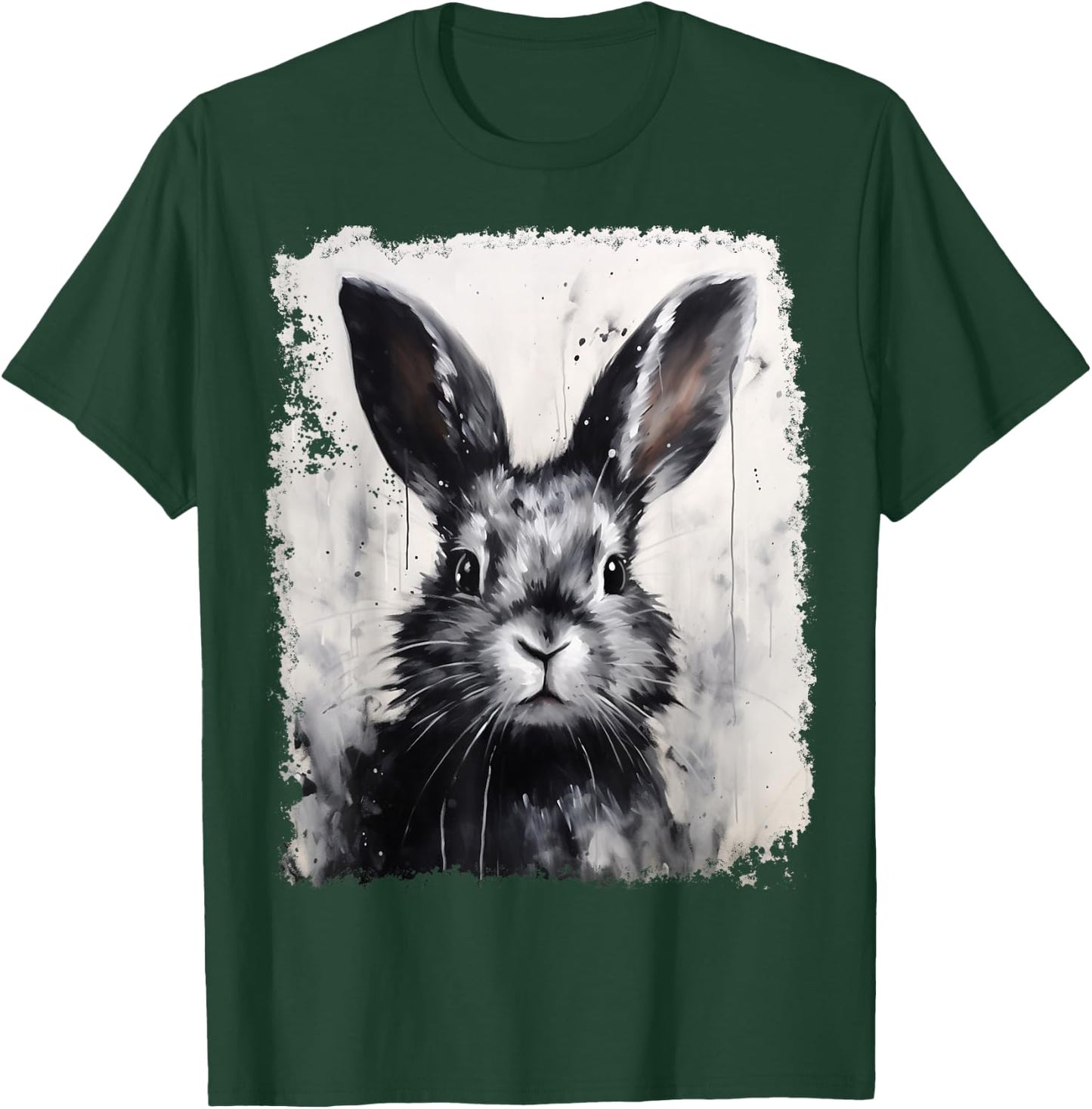 Pop Art Colorful Bunny Rabbit Black T-Shirt - T-Shirt | Forest