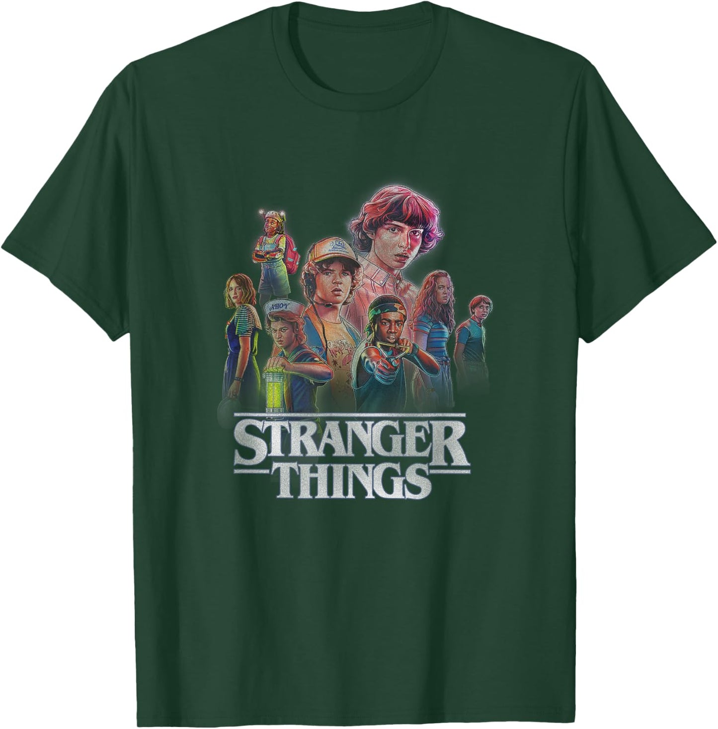 Stranger Things Retro Vintage Hawkins Glow Up Group Shot T-Shirt - T-Shirt | Forest