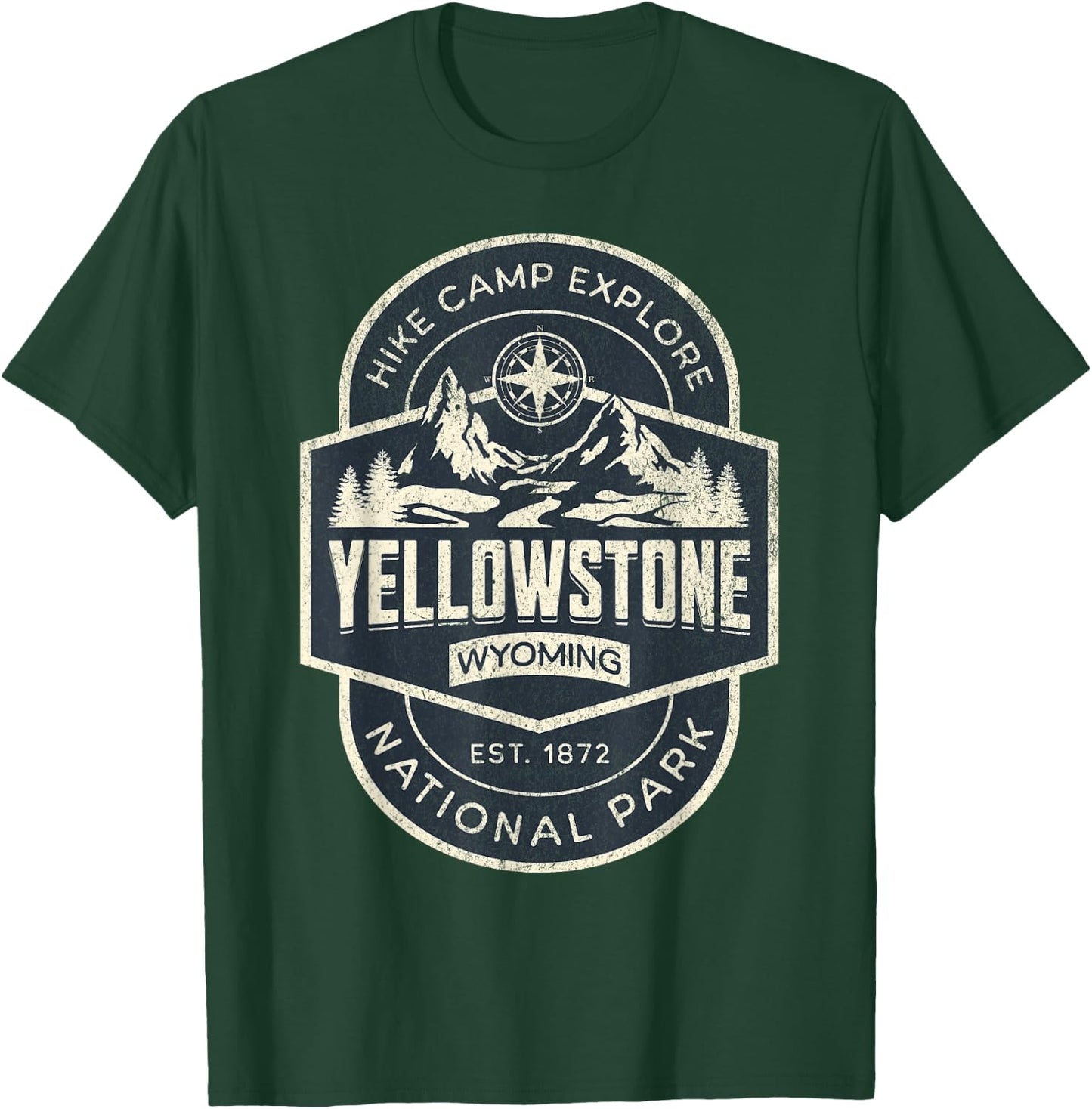 Yellowstone National Park Wyoming USA Outdoor -Adults, Kids , Grey, Small, Short Sleeve T-Shirt - T-Shirt | Forest