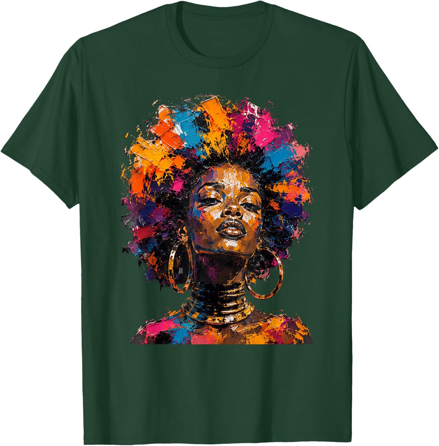 Juneteenth Black Queen Afro African Melanin Drippin T-Shirt - T-Shirt | Forest