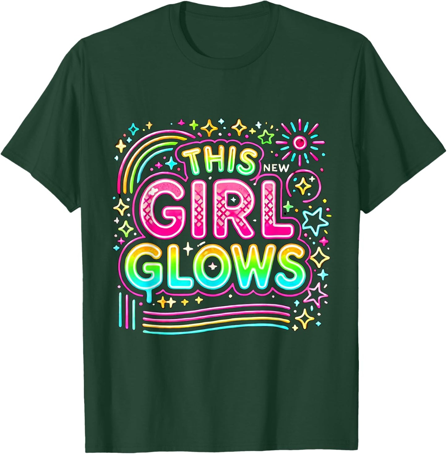 This Girl Glows For Kids Tie Dye Bright Color 80's And 90's T-Shirt - T-Shirt | Forest