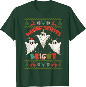 Making Spirits Bright Spooky Ugly Christmas Sweater T-Shirt - T-Shirt | Forest