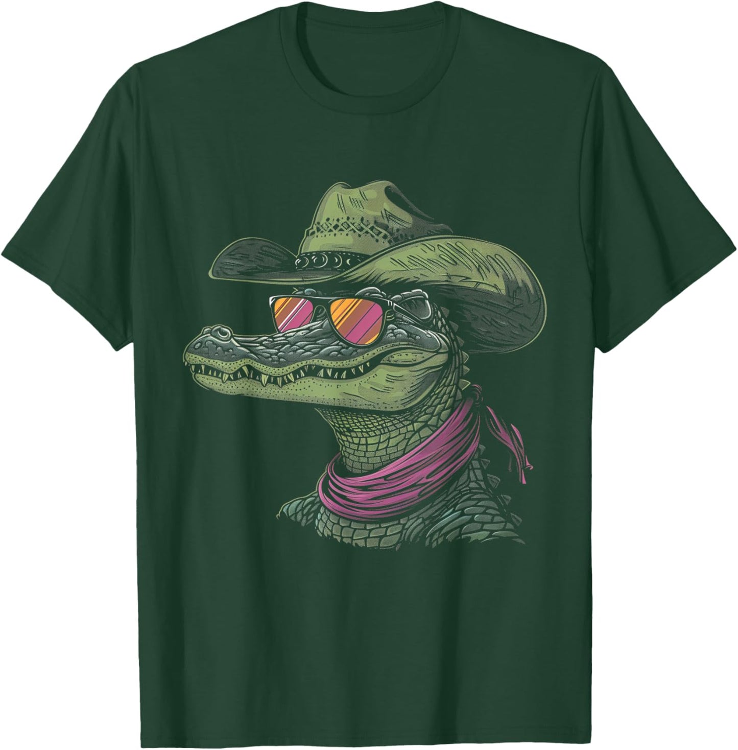 Alligator Cowboy Hat Gator Crocodile Reptile Lover Funny T-Shirt - T-Shirt | Forest