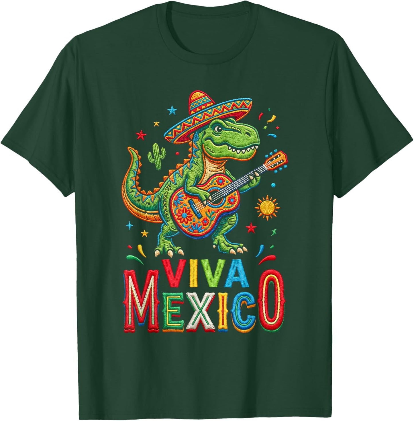 Viva Mexico Boy Dinosaur Mexican Independence Day Kids T-Shirt - T-Shirt | Forest