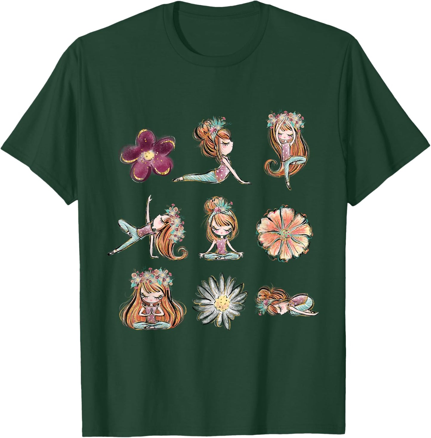 Boho Yoga Poses Floral Yogi Teacher Yogini Toddler Kids T-Shirt - T-Shirt | Forest