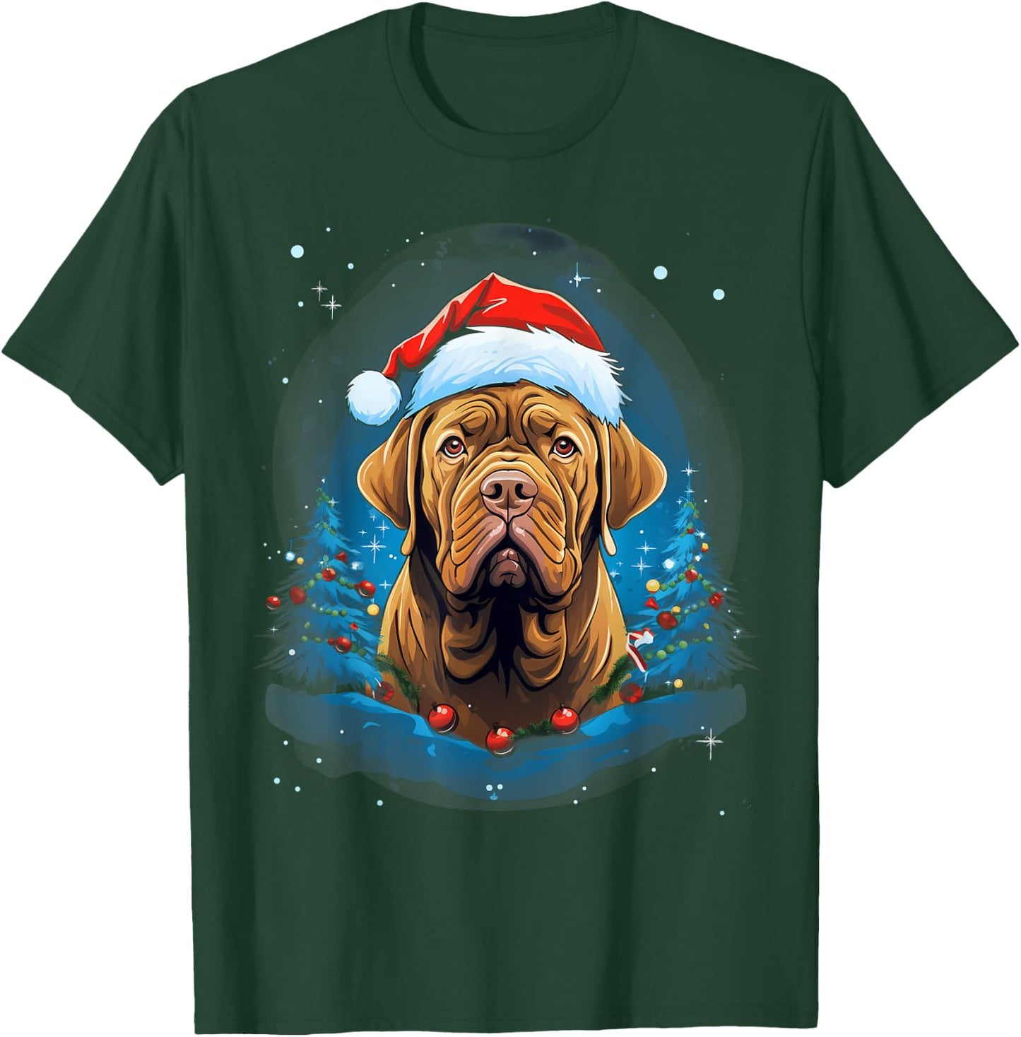 Xmas French Mastiff Dog Christmas Women Kids T-Shirt - T-Shirt | Forest