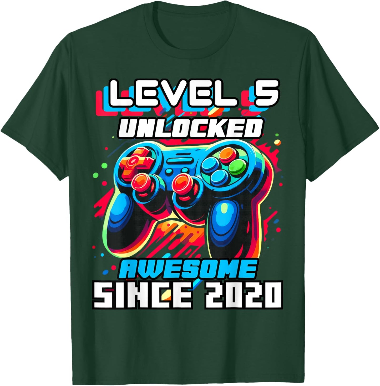 5th Birthday Boy Level 5 Gamer 5 Year Video Game Party T-Shirt - T-Shirt | Forest