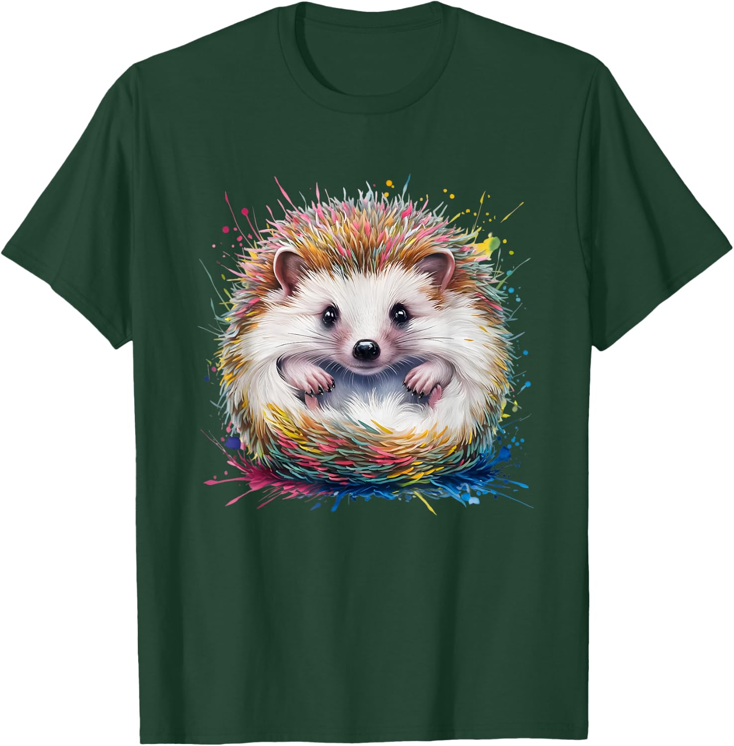 Hedgehog Men Woman Colorful Watercolor Hedgehog T-Shirt - T-Shirt | Forest
