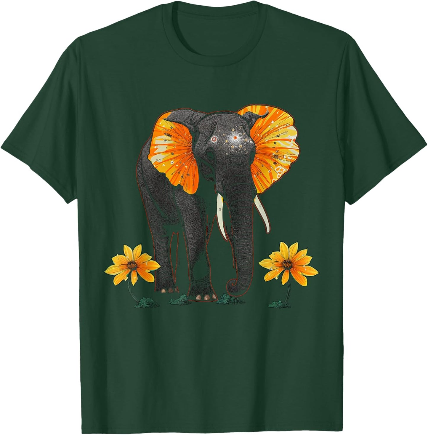 Elephant Animal Africa Art Flowers Elephant T-Shirt - T-Shirt | Forest