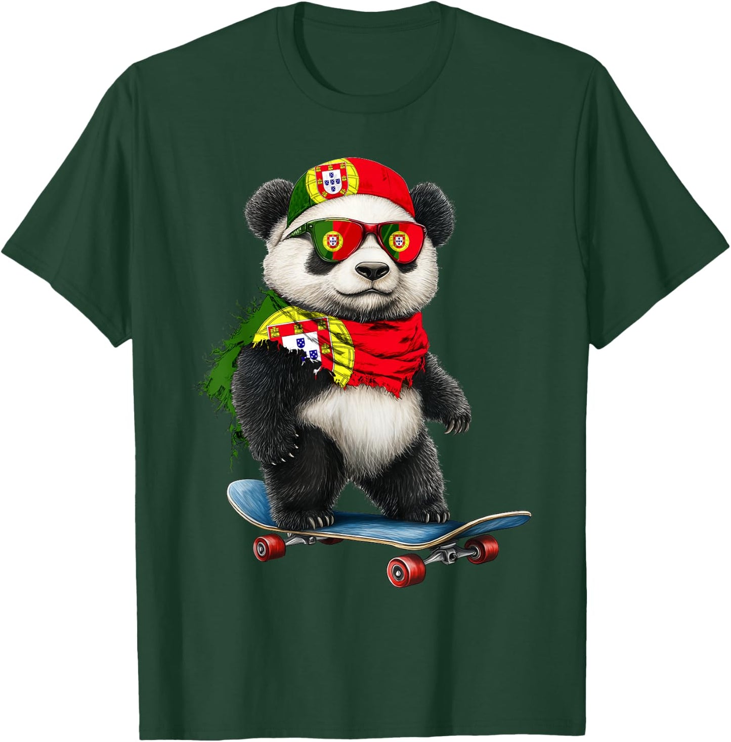 Portuguese Flag American US Flags Panda Heritage Portgual T-Shirt - T-Shirt | Forest