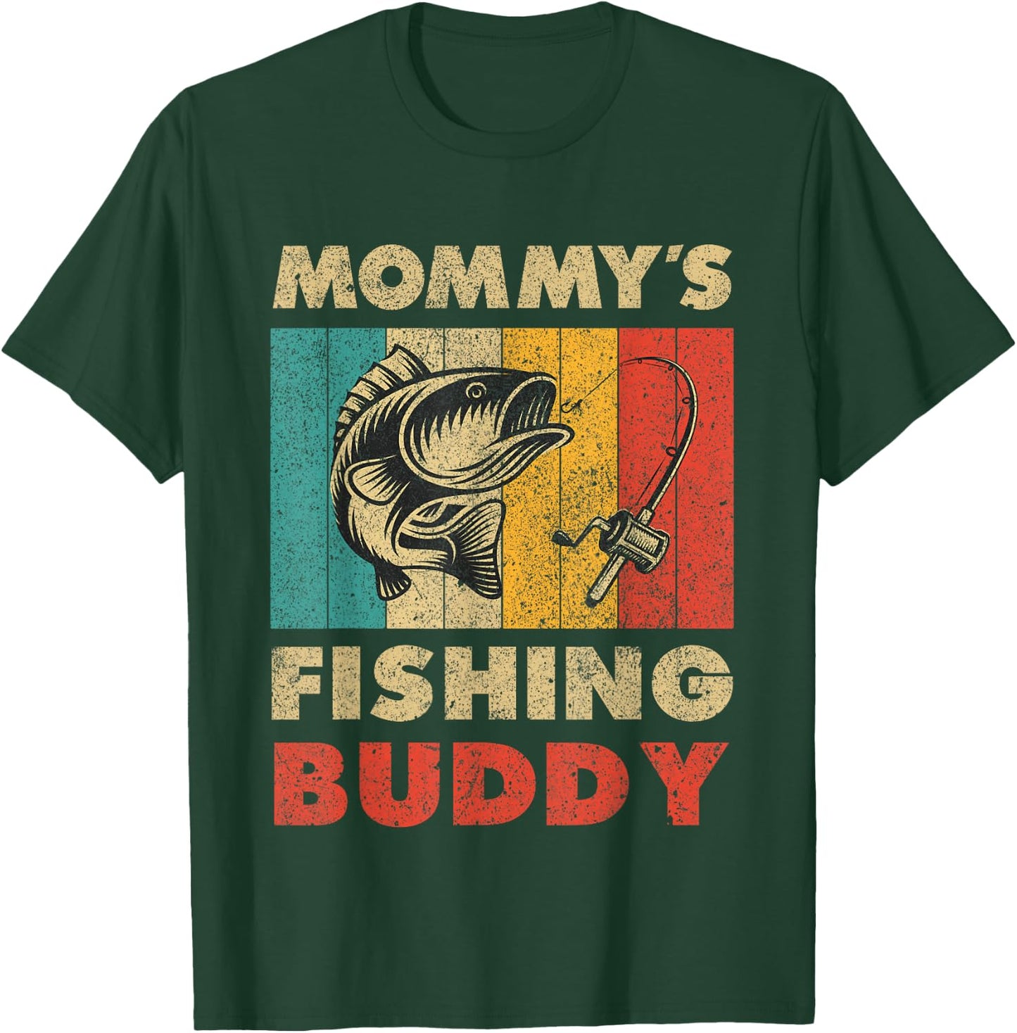 Funny Fishing Mommy's Fishing Buddy Vintage Fishing T-Shirt - T-Shirt | Forest