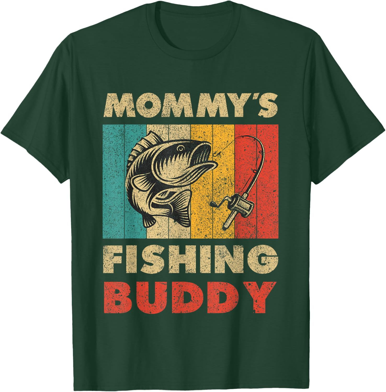 Funny Fishing Mommy's Fishing Buddy Vintage Fishing T-Shirt - T-Shirt | Forest