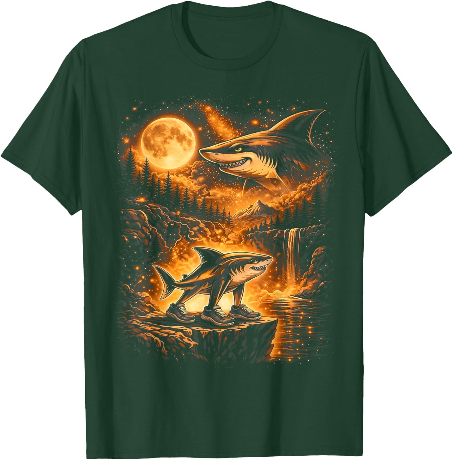 Vintage Moonlight Tralalero Tralala Brainrot Gifts for Kids T-Shirt - T-Shirt | Forest
