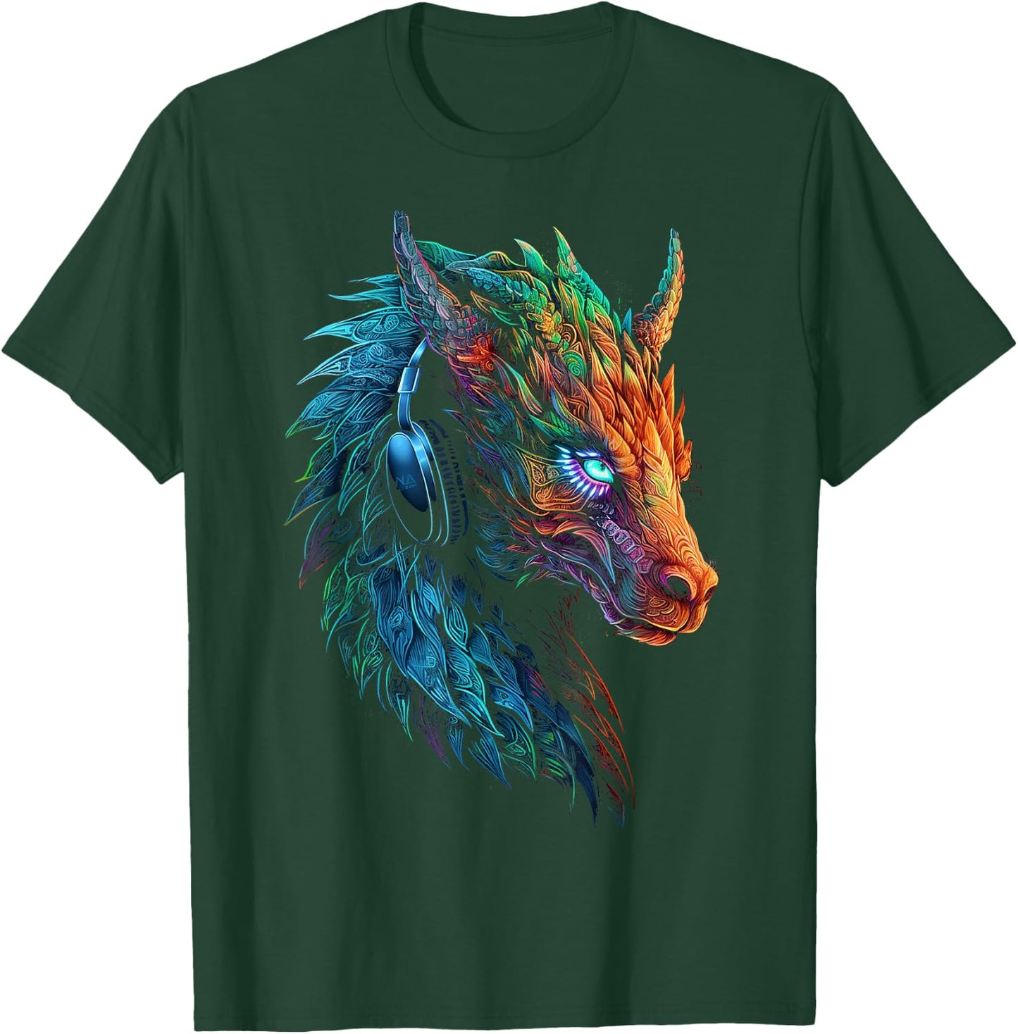 Dragon Colorful Heaphone Animal Art Abstract Graphic Dragon T-Shirt - T-Shirt | Forest
