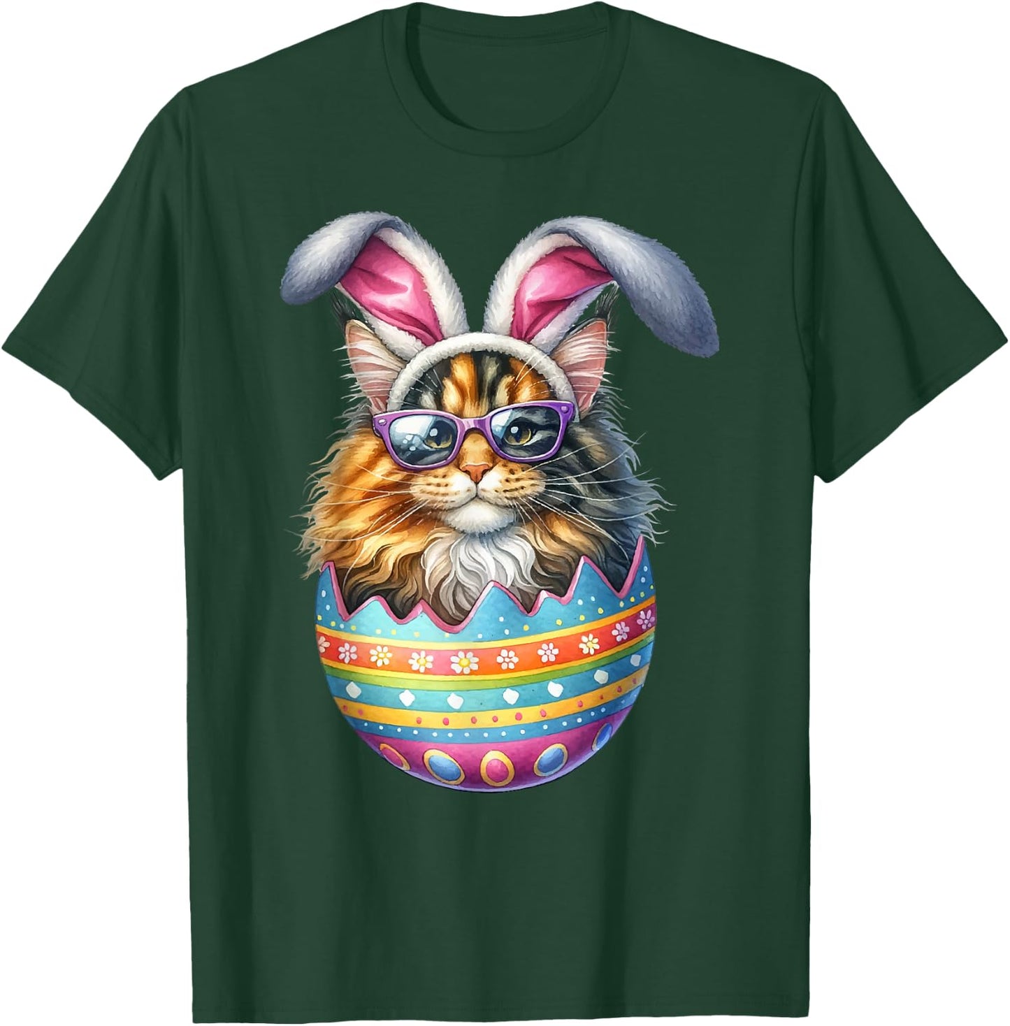 Cat Lover Easter Egg Happy Easter Bunny Ears T-Shirt - T-Shirt | Forest