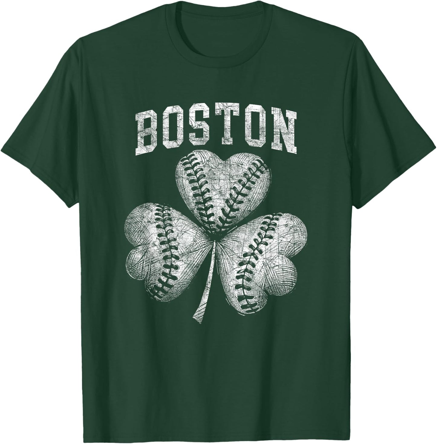 Vintage Shamrock St Patrick's Boston Irish American T-Shirt - T-Shirt | Forest