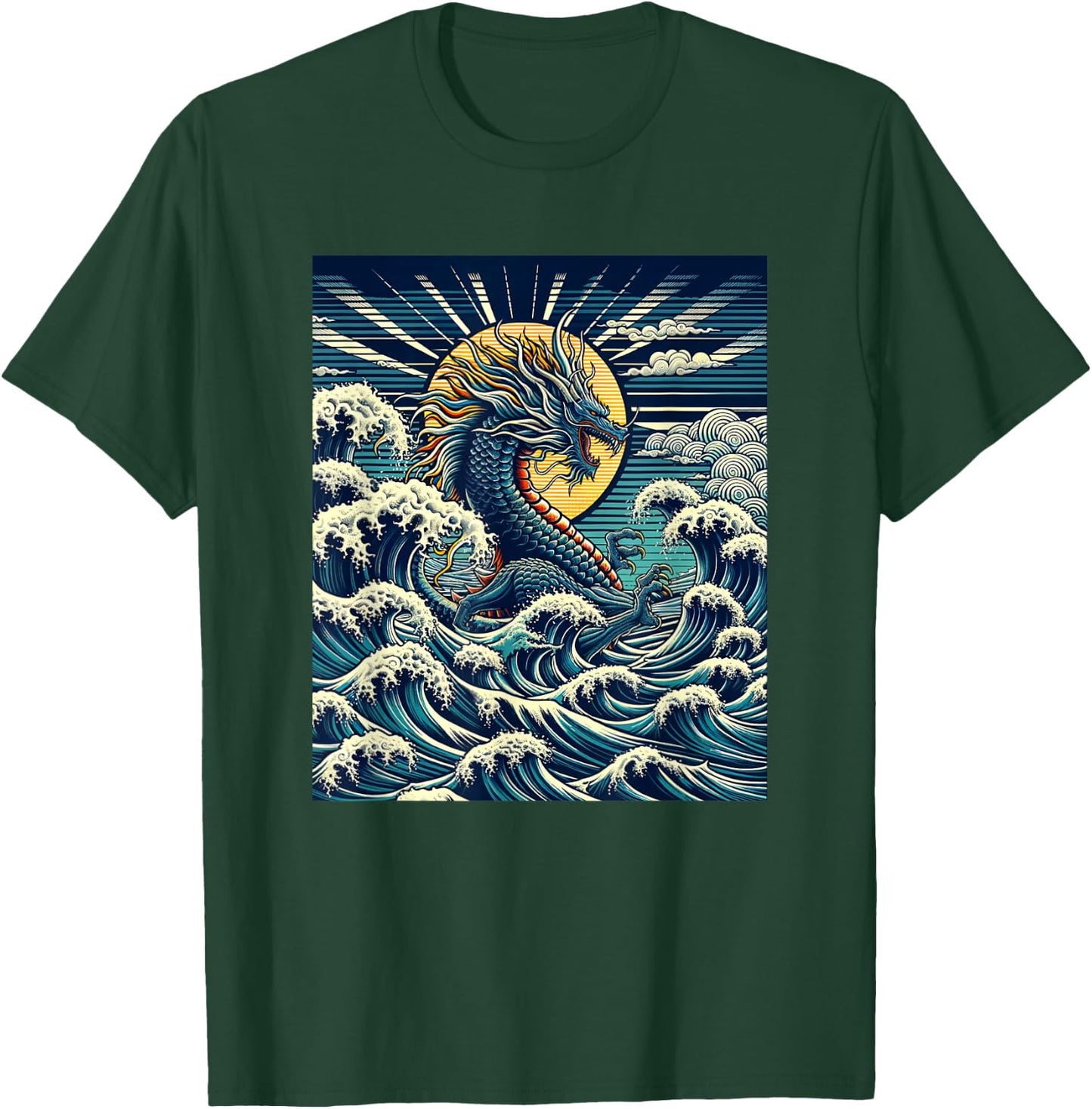Year of the Dragon with The Great Wave off Kanagawa T-Shirt - T-Shirt | Forest