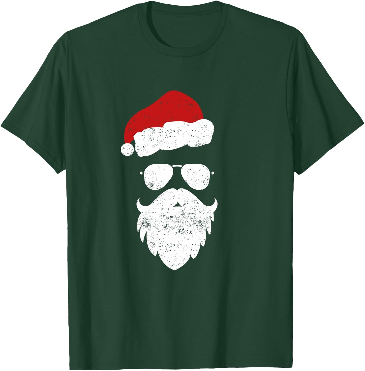 Hipster Santa Beard Aviator Sunglasses and Hat Shirt T-Shirt - T-Shirt | Forest