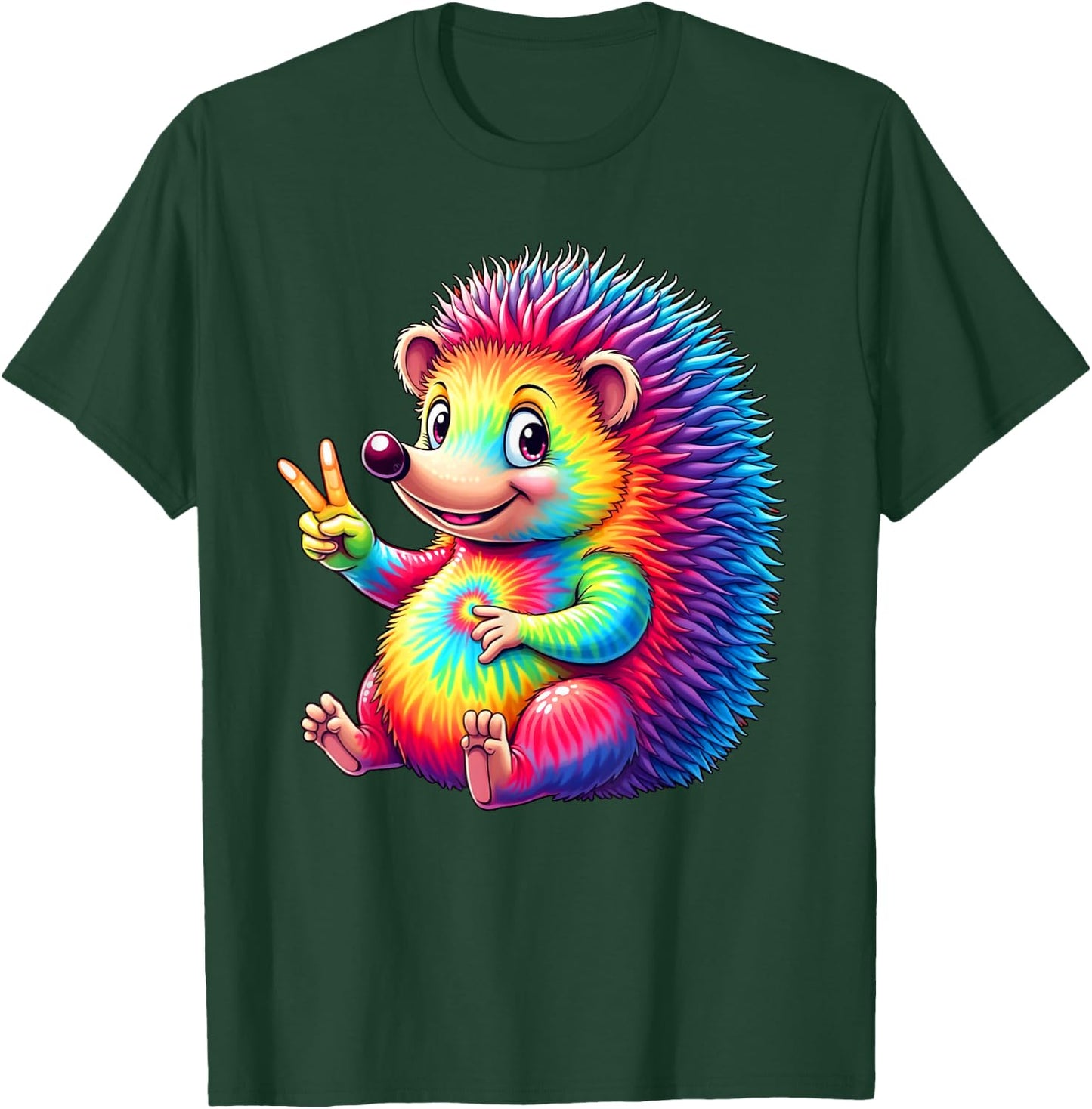 Tie Dye Hedgehog Colorful Hippie Hedgehog Rainbow T-Shirt - T-Shirt | Forest
