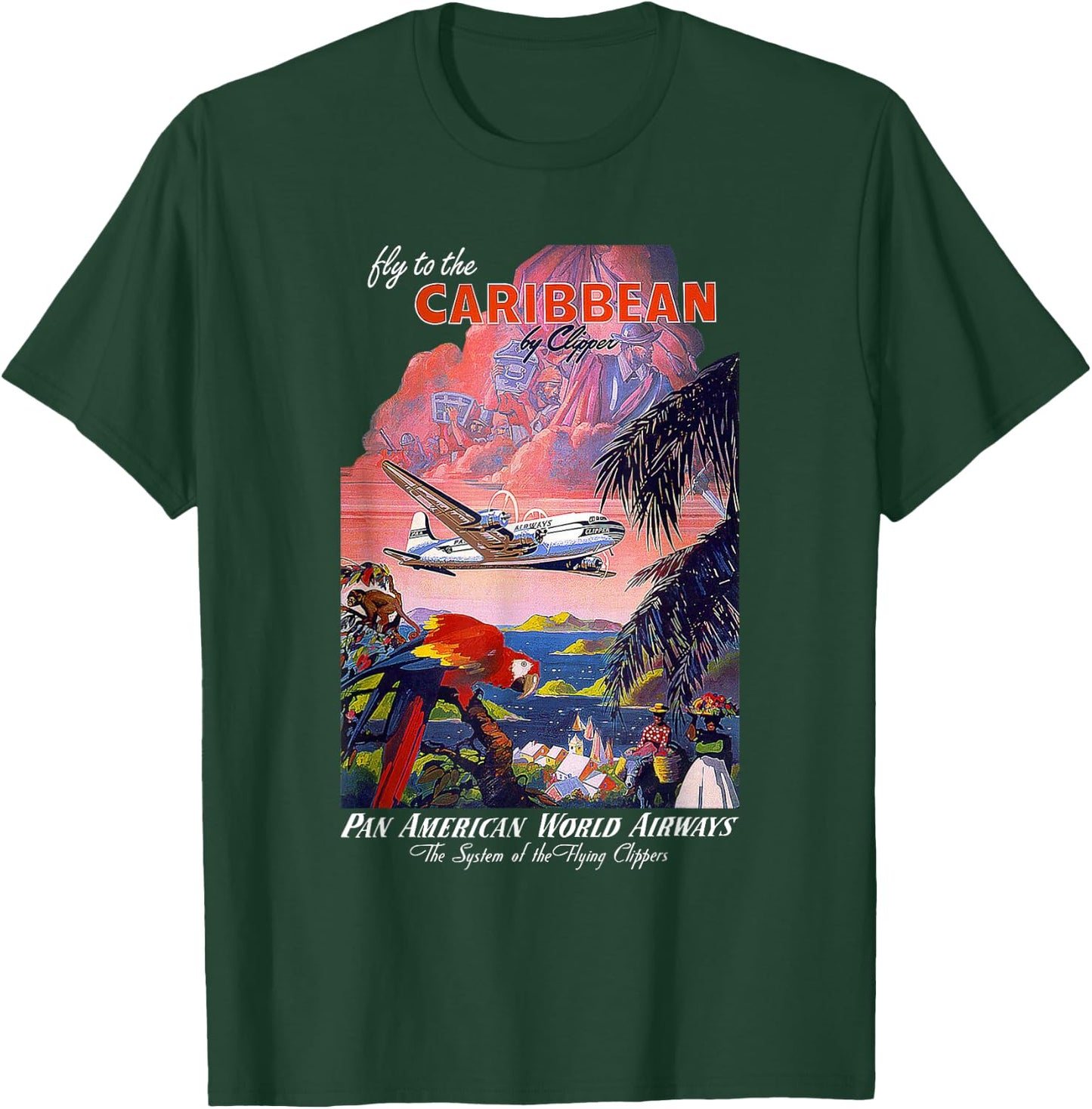 Pan Am Fly to the Caribbean Vintage T-Shirt - T-Shirt | Forest