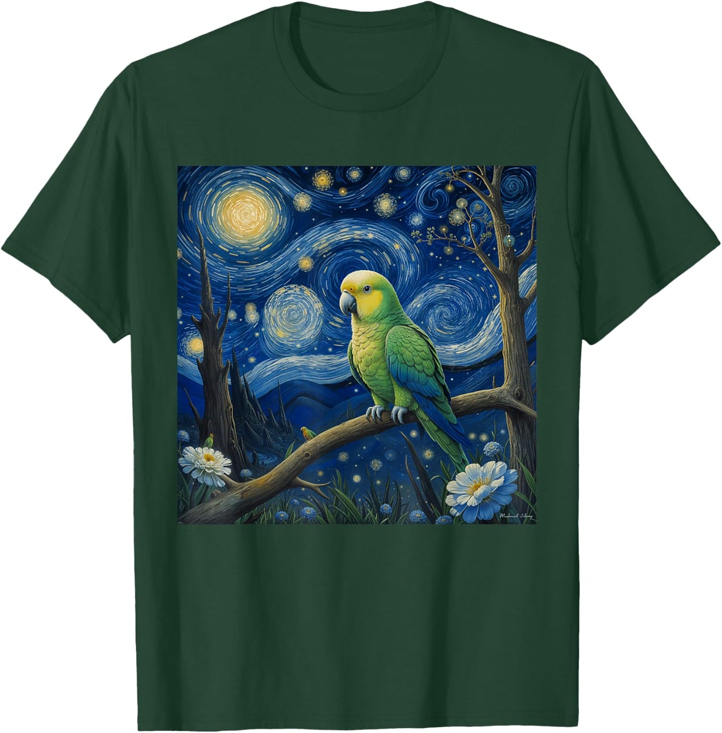 Quaker Parrot Starry Night Quaker Parrot T-Shirt - T-Shirt | Forest
