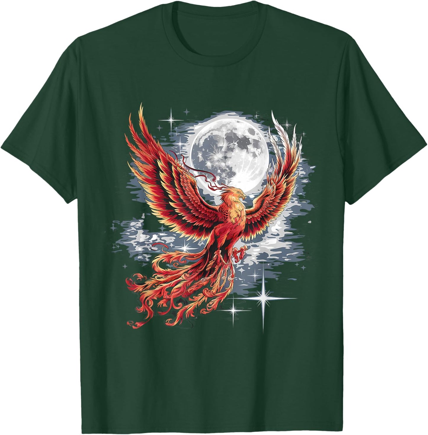 Phoenix Full Moon Rejuvenation Bird Phoenix Bird , black T-Shirt - T-Shirt | Forest