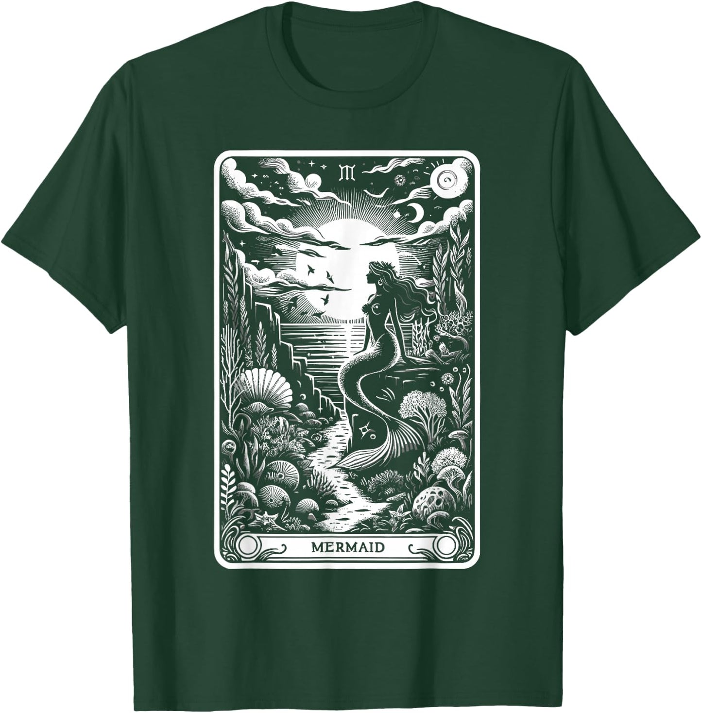 Tarot Card Reading Dark Magic Fortune Telling Mermaid T-Shirt - T-Shirt | Forest