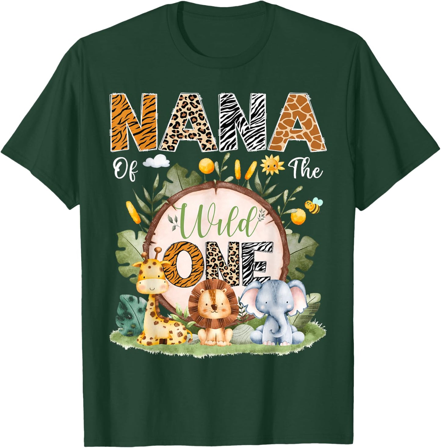 Nana Of The Wild One 1St Bday Safari Jungle Animals T-Shirt - T-Shirt | Forest