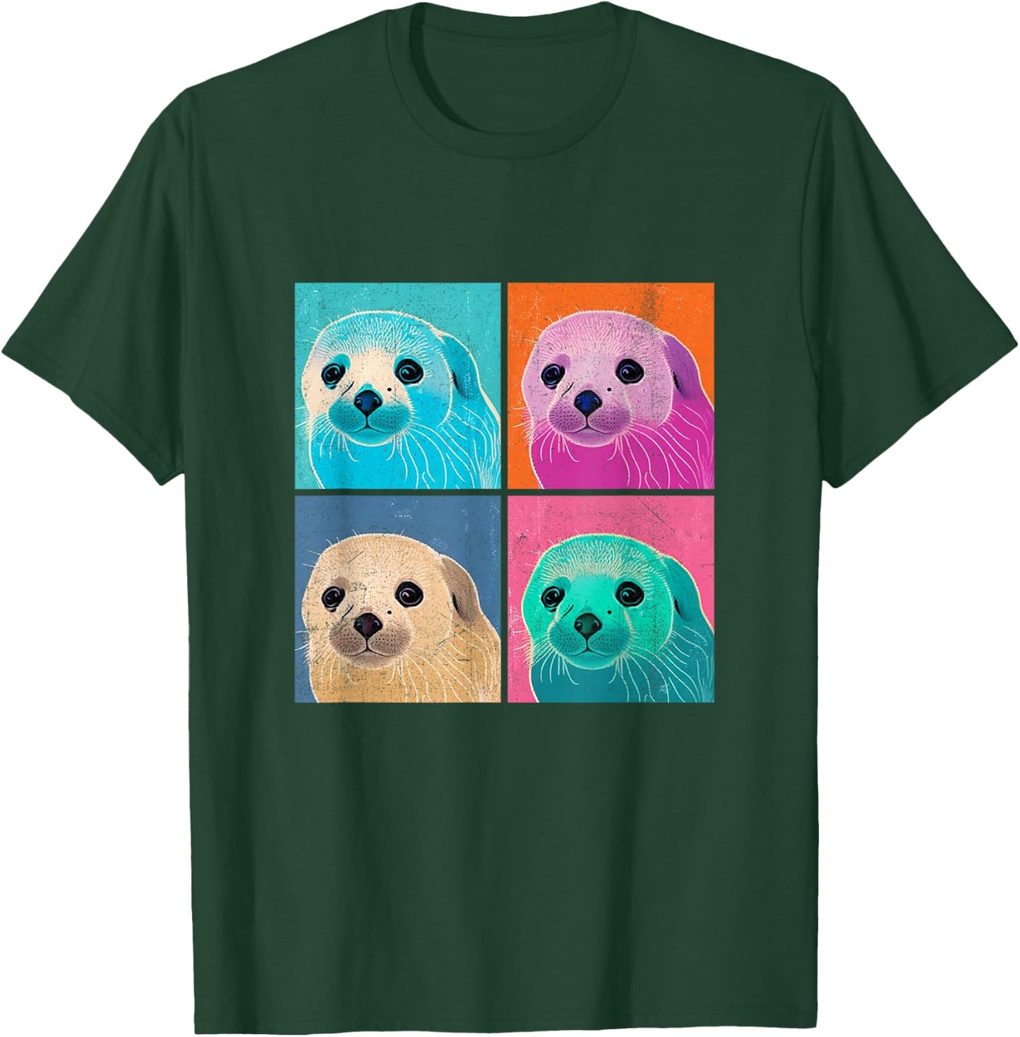Harp Seal Pop Art Design Illustration Colorful Animal Women T-Shirt - T-Shirt | Forest
