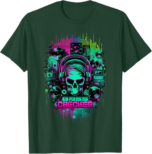 Techno Music Rave Festival Bass Checker , black T-Shirt - T-Shirt | Forest