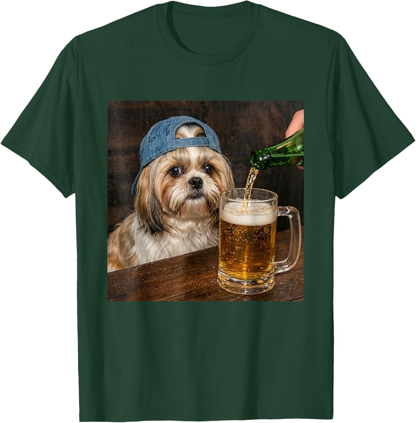 Shih Tzu Drinking Beer Funny Shih Tzu Dog Meme T-Shirt - T-Shirt | Forest