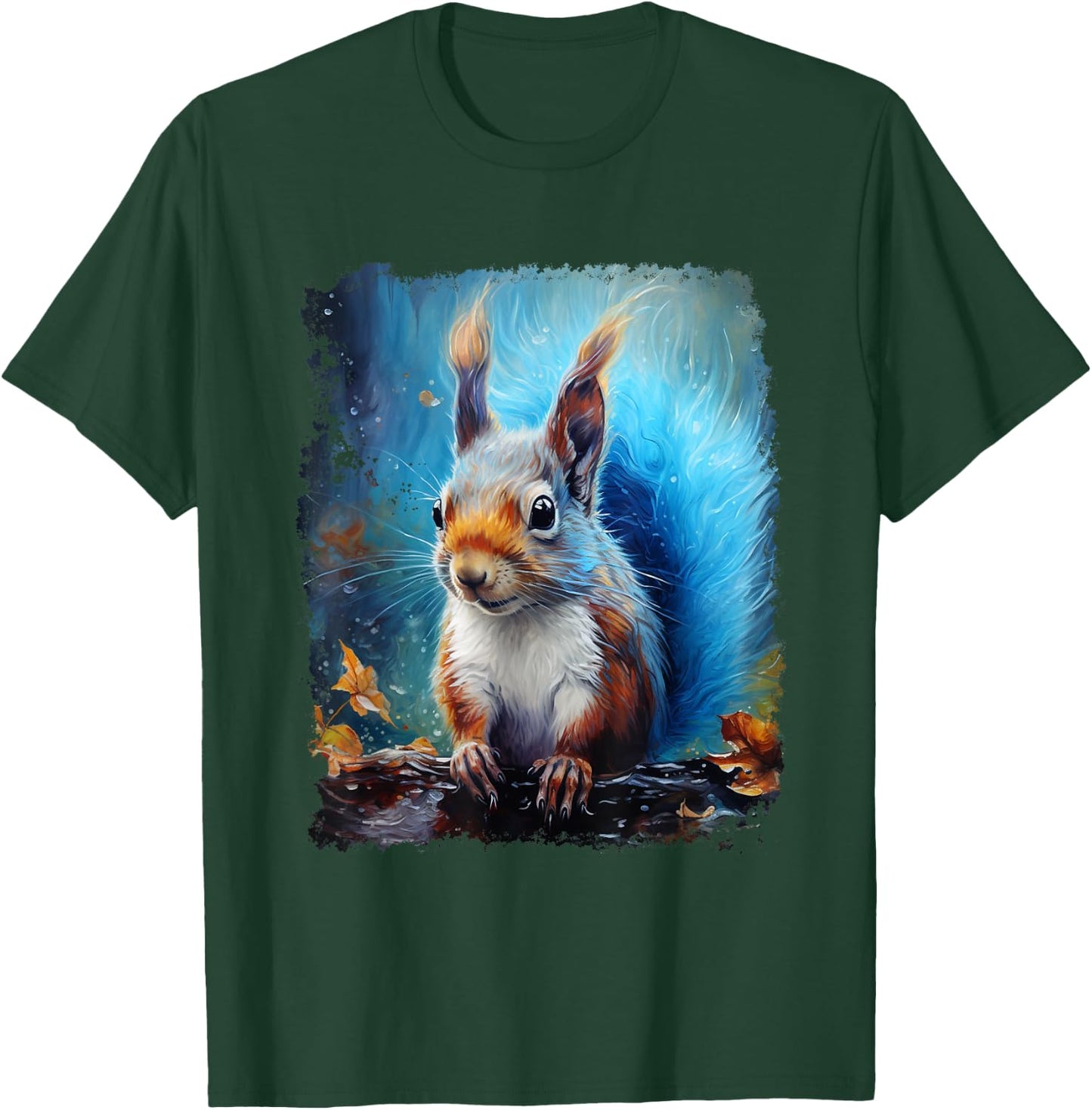 Pop Art Vintage Zoo Farm Animal Squirrel Blue T-Shirt - T-Shirt | Forest