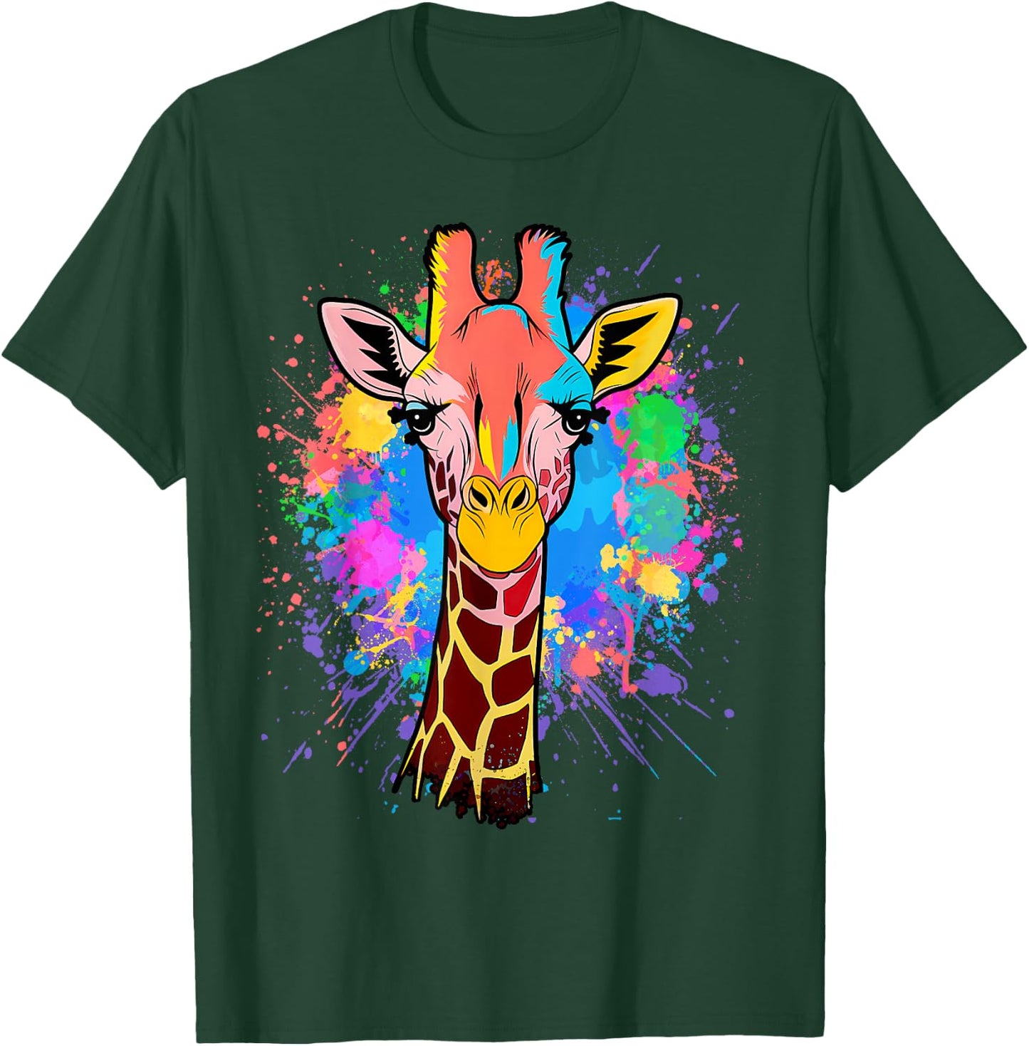 Giraffe Men Woman Colorful Watercolor Giraffe T-Shirt - T-Shirt | Forest