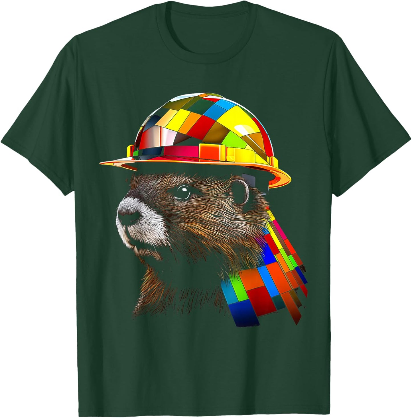Beaver Polygon Art Colorful Graphic Motif Beaver T-Shirt - T-Shirt | Forest